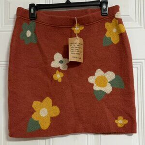 Toad & Co Marino Heartfelt Sweater Skirt Sundown Flowers SZ Medium